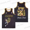 Herr t-shirts män basket tröjor legenden 24 mamba tröjor sy broderi digital tryckning porträtt utomhus sport svart gul lila ny T240325