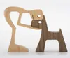 Family Puppy Wood Dog Craft Figurkonst Hantverk Desktop Table Ornament Carving Model Home Office Decoration Pet Sculpture Dogs Lo6846289