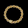 Design Men Vvs Moissanite Iced Out 14K Gold Plated Chain New Rolo Link Bracelet