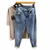 primavera nuovi uomini streetwear jeans fi pantaloni moto coreano fi casual gioventù hip hop piccoli piedi denim pantaloni H7tJ #