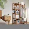 Hangers Floor Clothes Hanger Layered Garment Organizing Rack With Shelf Multi-Function Laundry For Living Room Bedroom