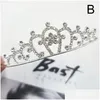 Hårklämmor Barrettes Shiny Crystal Rhinestone Crowns Hoop Alloy Comb Kid Girls Bridal pannband Prom Party Accessiories Drop Delivery Otj9e