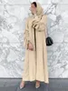 Ethnic Clothing Ruched Sleeves Dubai Abaya Open Front Kimono Islamic Muslim Women Ramadan Eid Hijabi Robe Kaftan Turkish Modest Outwear