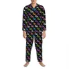 skelet Rabbits Pajama Sets Colorful Print Warm Sleepwear Couple Lg Sleeves Casual Sleep 2 Piece Home Suit Large Size E49K#