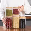 Bouteilles de stockage épices Mason Cookie cuisine pour verre couvercles en gros avec bambou et couvercle pots conteneur