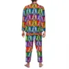 Coloré Skelet Pyjama Set Pop Art Imprimer Confortable Vêtements De Nuit Hommes Lg-Sleeve Casual Chambre Deux Pièces De Nuit Plus La Taille j9fh #