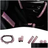 Capas de volante Ers Handbrake Er Pink Shoder Pads 37-38cm Fácil de armazenar Four Seasons Drop Delivery Automóveis Motocicletas Inter Ota5W