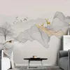 Tapety Streszczenie 3D Wall Mural Creative Mountain Water Stripe Line Elk Tapeta do sypialni Papier kontaktowy