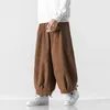 2022 Autumn Men Wide Leg Straight Pants Men Corduroy Solid Color Oversize Trousers Male Thick Warm Japen Style Streetwear Pants D3SI#