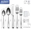 Dinnerware Sets 40 Piece Silverware Set Served 8 Quality Stainless Steel Tableware Modern Kitchen Including Spoon Fork