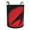 Laundry Bags Basket Round Dirty Clothes Storage Foldable Ice Hockey Player Hamper Organizer