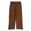 2023 Cool Design Bandage Pockets Vintage Brown Baggy Men Cargo Jeans Calças Y2K Hip Hop Mulheres Cott LG Calças Pantali Uomo q3tY #