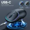 Möss 3DPI Justerbar ergonomisk bytmus med färgglad LED -bakgrundsbelysning 2,4 GHz Optisk trådlös mus laddningsbar tyst spelmus