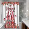 Shower Curtains Valentine's Day Curtain Love Heart Print Water-resistant Machine Washable For Bathroom