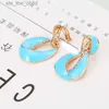 Boucles d'oreilles à breloques bohème, grandes gouttelettes, géométriques, diamant d'eau, Clip, Non perforé, ClipC24326