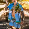 plage imprimé Hawaii Set hommes 2pcs chemise impression 3D lâche loisirs manches courtes plage shorts chemise vacances fi deux pièces ensemble U6c2 #