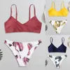 Mulheres de banho sexy acolchoado push-up bikini conjunto feminino floral impressão 2024 maiô beachwear maiô duas peças