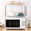 Kitchen Storage Double Stainless Steel Microwave Oven Shelf Standing Type Adjustable Rack Independent Detachable