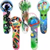 Latest 420 Styles Colorful Painted Glow In The Dark Pipes Glass Filter Bowl Portable Herb Tobacco Cigarette Holder Smoking Handmade Handpipes DHL