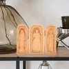 Dekorativa figurer religiösa ornament Katolska staty Träskulptur Figurine Craft Utsökta dekor statyer Små kreativ katolisisme