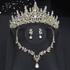 Princess Pink Jewelry set Women Bridal Crown for Wedding Dress Necklace Dangle Earrings Sets Bride Tiaras Set Jewelry 240315