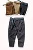 K2171# 2024 Nya japanska retro Loose Casual Pencil Pants Men's Fiable Wed Old Khaki Elastic Woven Coped avsmalnande byxor 60IK#