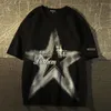 American Street Hiphop Star Print Short Sleeve T-shirt voor mannen en vrouwen y2k kleding oversized zomer ontspannen casual paar top 240313