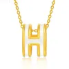 Pendant Necklaces Pure gold gold fashion epoxy pendant English letter H pendant necklace gold jewelryC24326