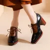 Kleid Schuhe Frauen Marke High Heels Mode Oxford Chunky Pumps 2024 Frühling Trend Party Karree Casual Mujer