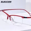 Sonnenbrillenrahmen ELECCION Hochwertige reine Titan-Business-Halbrand-optische Gläser Männer verschreibungspflichtige Brillenrahmen männlich
