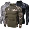 Nouveaux hommes Camoue Vêtements militaires tactiques Chemise de combat Assault LG manches T-shirt serré Costume de l'armée b8Eb #