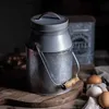 عبوات الطعام Canisters علب الحديد عتيقة مع مقابض المزهريات المعدنية المصنوعة يدويًا حاويات المطبخ شاي شاي هـ.