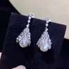 Boucles d'oreilles pendantes en argent Sterling 925, perles d'eau douce naturelles, avec Zircon cubique, bijoux fins pour femmes, élégants