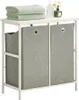 Sacs à linge Haotian BZR57-W Panier de salle de bain blanc avec 2 paniers amovibles Cabinet Étagère de rangement Rack