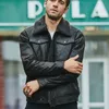 Mens Winter Pigskin äkta läderbomberjacka Löst passform Vintage Päls krage Biker Pälsbad Padged Warm Leather Aviator Jacket 3xl U1IX#