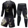 Abbigliamento sportivo da uomo Compri Suit MMA Boxe Rguard Allenamento Abbigliamento da palestra Pantaloni da allenamento Fitn Tuta aderente da corsa Set d6Z4 #