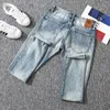 italian Style Fi Men Jeans Retro Light Blue Slim Fit Ripped Jeans Men Vintage Trousers Casual Designer Denim Pants Hombre q3Nv#