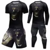 Abbigliamento sportivo da uomo Compri Suit MMA Boxe Rguard Allenamento Abbigliamento da palestra Pantaloni da allenamento Fitn Tuta aderente da corsa Set d6Z4 #