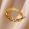 Cluster Rings Round Coin For Women Men Gold Color Stainless Steel Ring 2024 Trend Wedding Aesthetic Jewerly Anillos Mujer