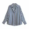 Kvinnor Satin Bluses Button Down Tops Långärmad Casual Office Work Shirt V-Neck Loose T-shirt Kvinna Vintage Y2K kläder 240322