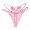 Damenhöschen Damen T-Hosen Stickerei Spitze Sexy Transparent Niedrige Taille Massage Perle Offener Schritt Tanga