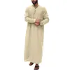 Heren casual shirts Ramadan moslimjurken Gewaad Lange mouw Henley Gebedskleding Kaftan Islamitische Abaya Arabische jurk Thobe