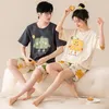 Korean Fi Cott Nightwear för älskare Kvinnor och män som matchar Carto Söta Pijamas Kort Slee Top ShortsloungeWear O2FE#