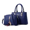 2Pcs PU Leather Handbag Set Tassel Decor Satchel Purse Fashion Crossbody Bag For Women 240309