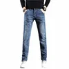 Freies Schiff 2021 Herbst und Winter Herren New Busin Casual Straight-Bein Jeans Mid-Taille Slim Stretch Jugendhose H4ER #