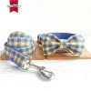 Collari MUTTCO collare per cani in doppio tessuto THE BLUE YELLOW PLAID antismarrimento per animali domestici nome inciso numero di telefono collana 5 misure UDC068