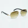 Nouvelle vente chaude style exquis 3524018 lunettes de soleil à lentilles micro-coupantes, lunettes à branches en bois noir naturel, taille: 18-135mm