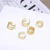 Ear Cuff Ear Cuff 5 pieces/batch of new vintage gold leaf earrings with cuffs unperforated fake cardigan clip earrings womens creative trend jewelry Y240326