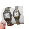 Jinggang Boutique Watch's Watch Fashion Card Home Classic Square Diamond Inkrustat Roman twarz geparda para kwarcowa kobieta