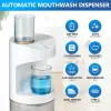 Tumblers Automatic Mouthwash Dispenser for Bathroom 550ml Super Adhesive Wall Mounted Mouth Wash Container Touchless with Magnetic Cups